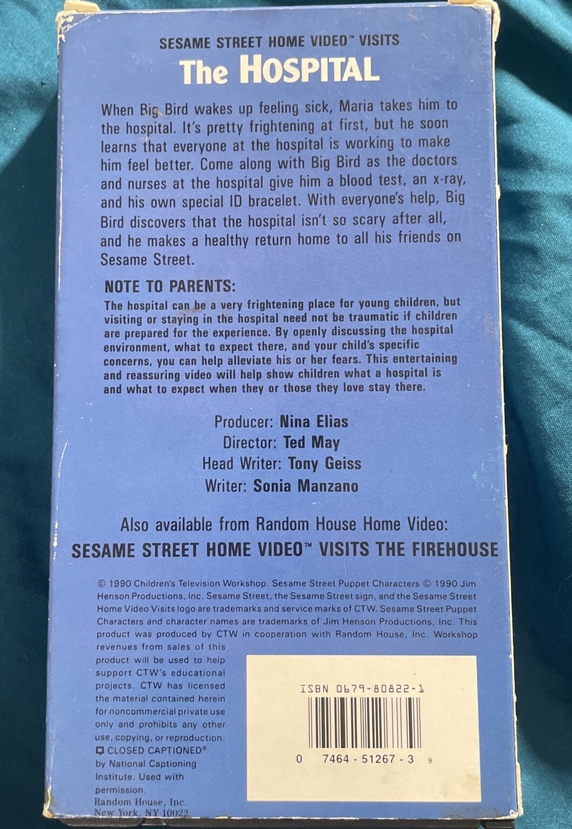 Sesame Street Home Video Visits the Hospital VHS 1990 RARE