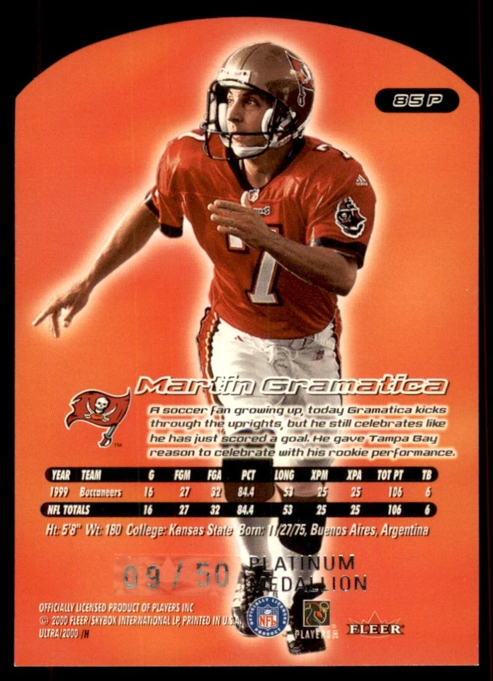 2000 Ultra Platinum Medallion Martin Gramatica 9/50 Bucs #85G *Noles2148* - Image 2 of 2