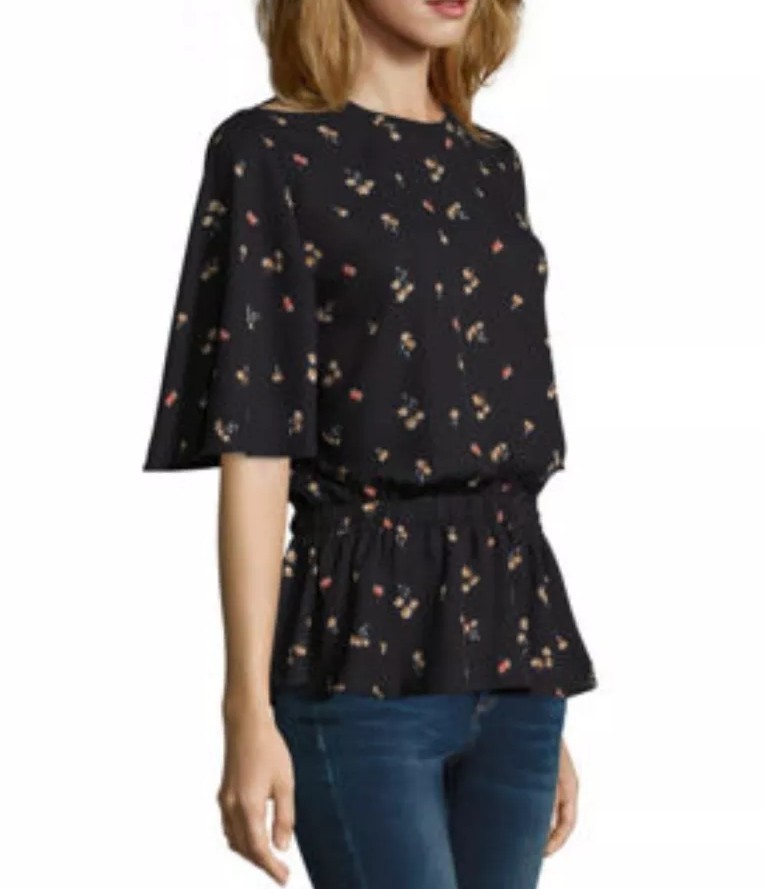 BELLE & SKY Women's Black Floral Bell Sleeve Top Small NWT | eBay