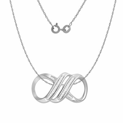 0.38 Ct Baguette Simulated Diamond White Gold Plated Fashion Pendant w/ 18'' Cha