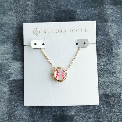 Kendra Scott Baseball Gold Ivory Mother Of Pearl Short Pendant BRAND NEW