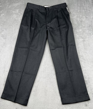 Farah Pants Mens 38X30 Dark Gray Polyester Pleated Dress Classic Fit Straight