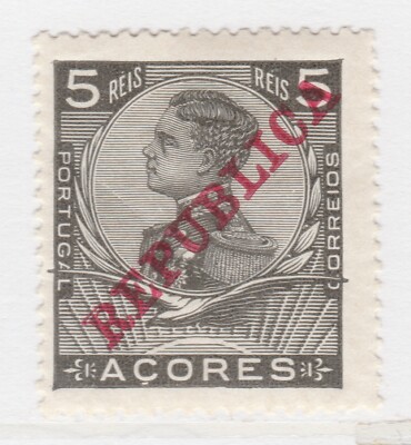 Portugal Acores Azoren 1911 D. Manuel Optd REPUBLICA 5r MH* A27P28F23672