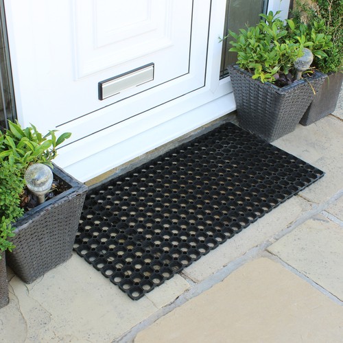 JVL Rondo Rubber Ring Heavy Duty Outdoor Large Door Mat, Black, 50 x 100 cm 5017440010952 eBay
