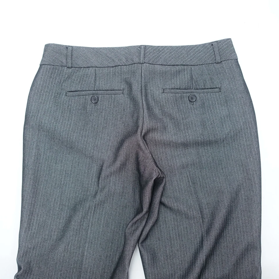 Express Dress Pants Women's 10 Gray Pinstripe Flat Front Slash Pocket Flared Leg - Image 3 of 4