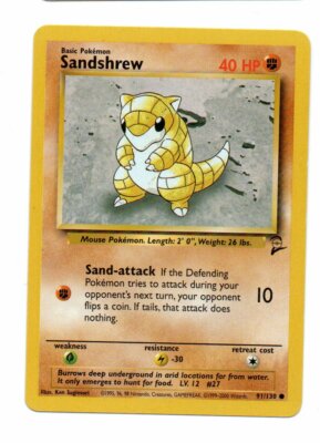 1999 Sandshrew Basic Pokmon Card 91/130 2nd Edition | eBay