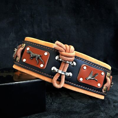 Bestia ''Hunter'' big dog collar. 2.5 inch wide. Genuine leather. Soft Padded