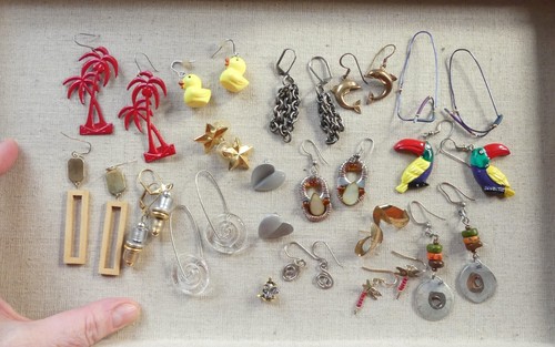 Vintage-now lot pierced earrings 17 pair whimsical novelty fun funky handmade - Picture 2 of 8