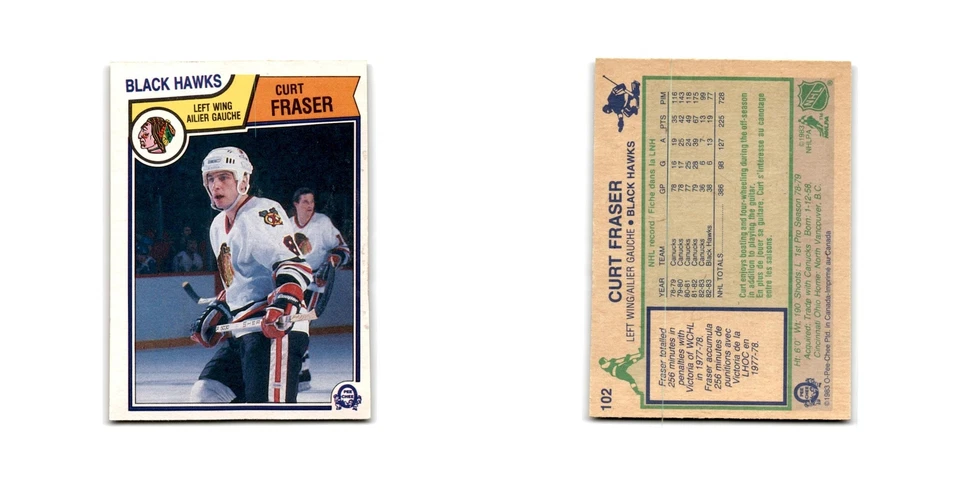1983 O-Pee-Chee Curt Fraser Chicago Blackhawks #102 - Image 3 of 3