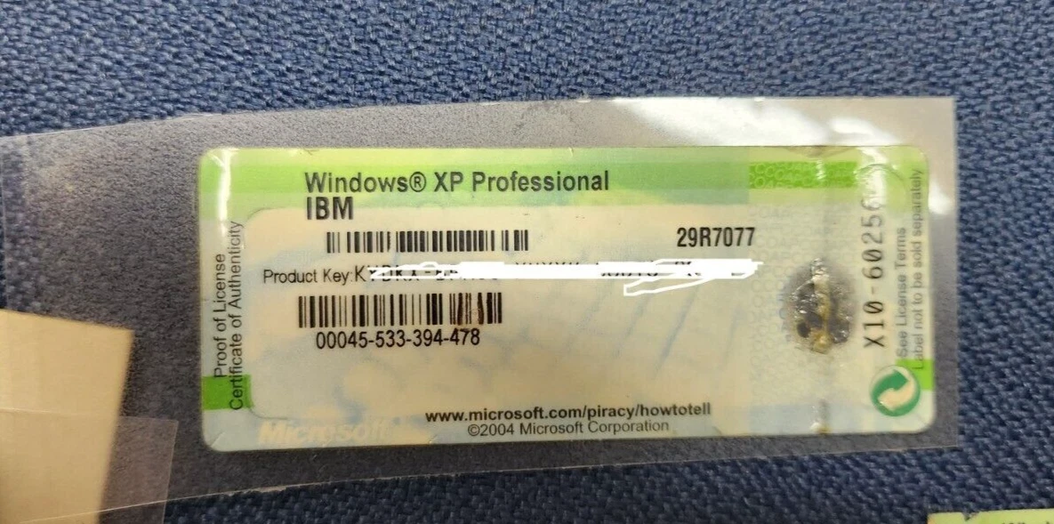 IBM 29R7077 Windows XP Professional (XP Pro) - COA ONLY! | eBay