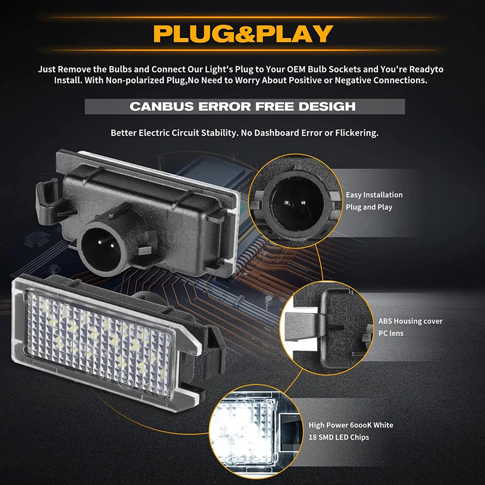 2 x For Jeep Grand Cherokee Compass Patriot FIAT 500 License Number Plate Light - Image 4 of 4