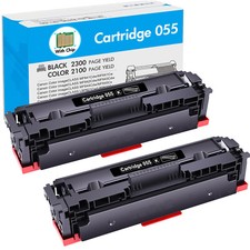 2PK Toner Compatible With Canon 055 ImageClass MF741Cdw MF743Cdw MF745Cdw W/Chip