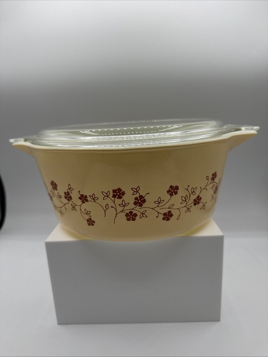 Vintage Pyrex 475-B Trailing Flowers Liter Casserole Dish with Lid EUC