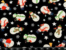 Tina Scrap 9"x21" Snowman Frosty Christmas Snowflake Star Winter Cotton Fabric