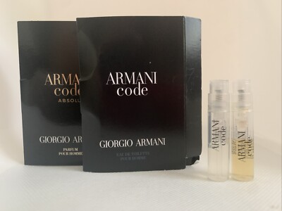 2pc Lot Giorgio Armani Code & Code Absolu Samples 1.2 ml Each