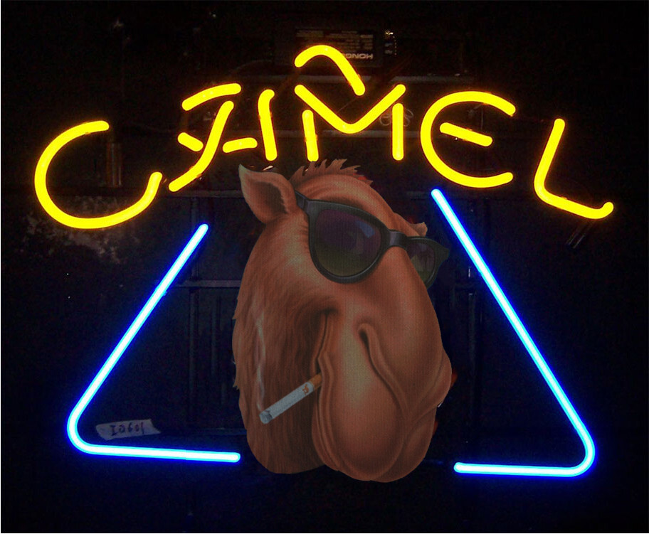camel cigarette sign value Vintage Tin Pole Mount 1993 Man Cave Treasure Smoke NIB Camel Cigarettes Joe Camel Neon