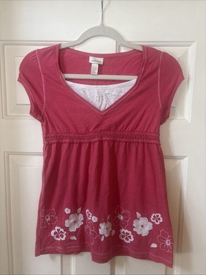 Limited Too Girl s Y2K Vintage Floral Gem Empire Waist Babydoll Shirt, Sz 14