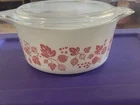 Rare Pyrex Pink Gooseberry Glass Round Casserole Dish #474 with Lid