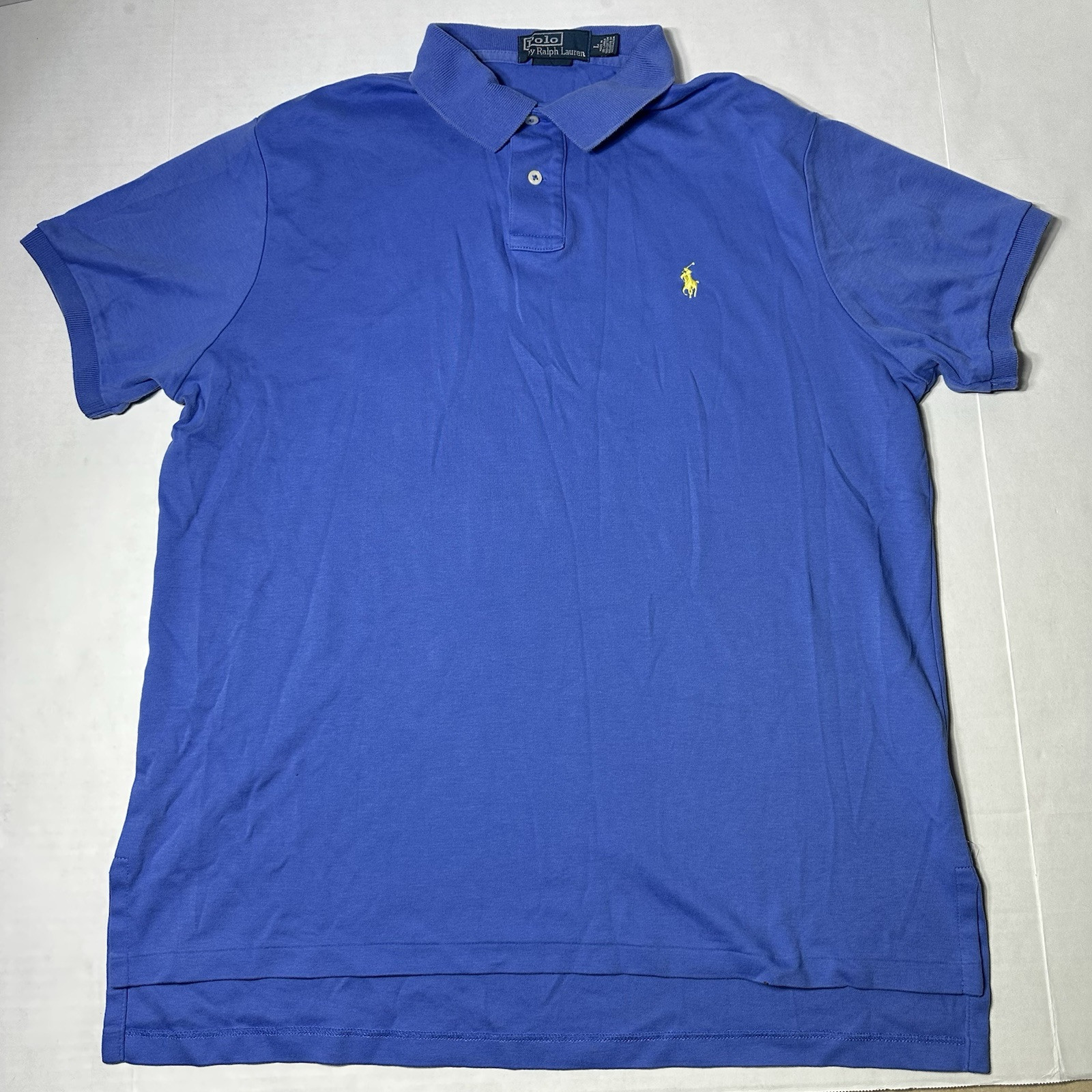 Polo Ralph Lauren camicia uomo manica corta vestibilità personalizzata blu taglia grande giallo pony