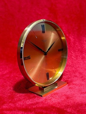 Mid Century Swiss Helveco Wecker - 7 Jewels, Messingoptik, funktioniert