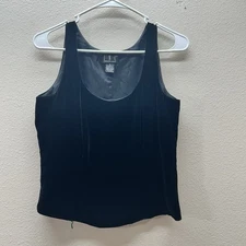 INC Black Witchy Whimsygoth Velvet Grunge Top Cropped Tank Size 6 Scoop Neck