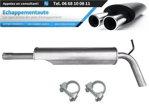 Silencieux central pour VW Golf Sportsvan VII 1.0 TSI en acier aluminisé 2015-2020
