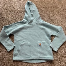 Carhartt Long Sleeve Pullover Hoodie Top Thermal Light Blue Kids Size 5 Pocket
