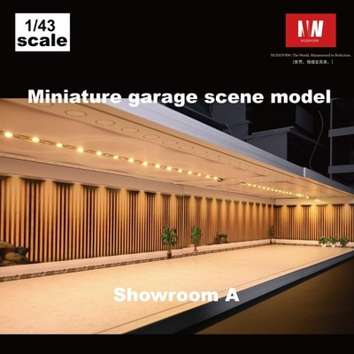 1/43 Diorama Diecast Car Garage Model LED Multi-combinations Car Showroom Scene