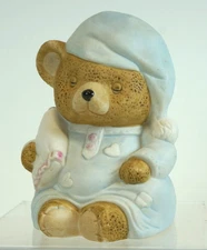 Ceramic Night Light Teddy Bear With Blanket 6" Lillian Vernon Vintage 1980