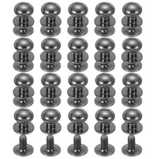 20Set 10mm Leather Rivets Ball Head Stud Screw Back Round Head Button Black
