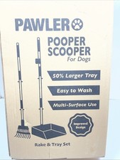Dog Pooper Scooper Metal Poop Tray Rake Set Pet Waste Removal Scoop W/ Handle