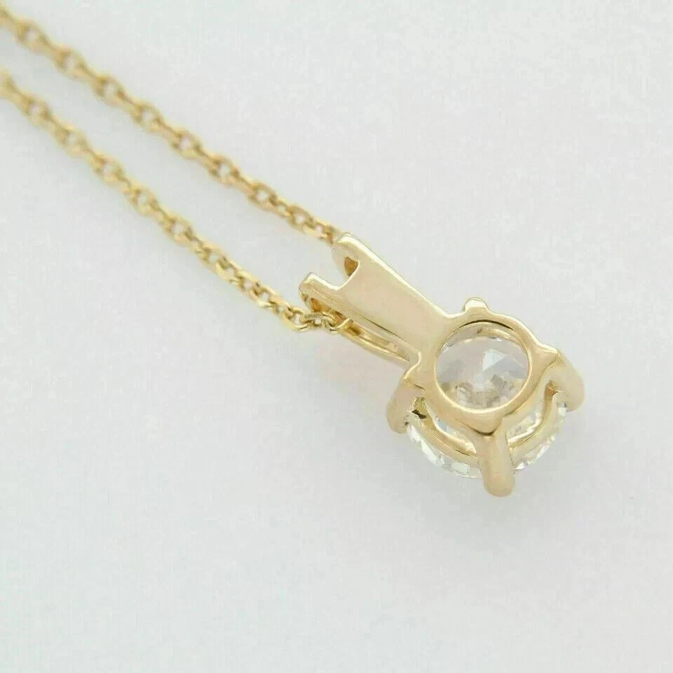 Women's Solitaire Pendant 2Ct Round Cut Simulated Diamond 14k Yellow Gold Plated - Image 4 of 4