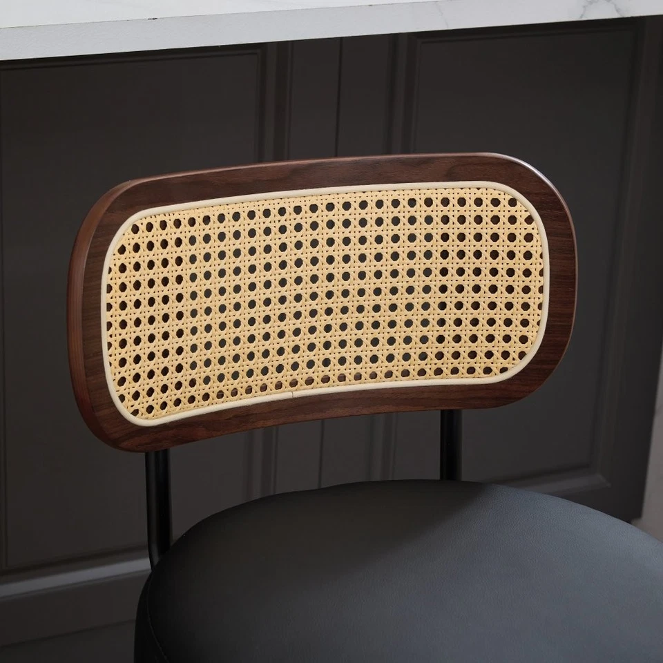 Swivel Kitchen Counter Height Set of 3 Bar Stools Walnut Barstool Side Chair - Image 4 of 4