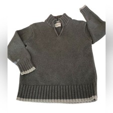 OLD NAVY Boys 1/4 Zip Grey Gray Tight Knit 100 Cotton Mock Neck Sweater Size M