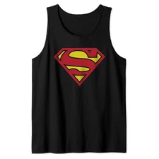 Superman Classic Logo DC Comics Adult Black Tank Top