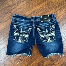 Miss Me Shorts Womens 25 Low Rise Cut Off Distressed Stretch Denim 25x6