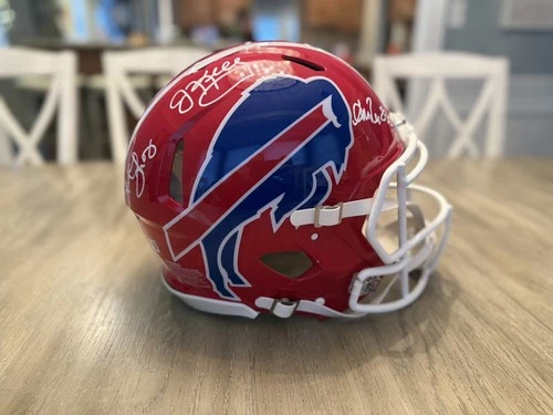 Buffalo Bills Triple Signed Full Size Authentic Helmet. Kelly, Thomas And Reed.