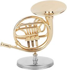 Oumefar Miniature French Horn Delicate Golden Mini Instrument Figurine Ornament