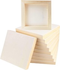 10 Pack 6 x 6 inch Wood Panel Boards, Unfinished Wood Canvas Panels for Crafts,