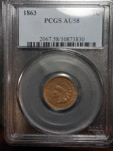 1863 Indian Head Cent Penny 1¢-Graded Nicely PCGS AU-58!NICE TONE & STRIKE!!PQ!!