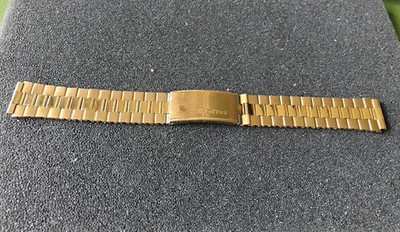 Zenith NSA novavit  Gold plated Bracelet flared  18mm to 16mm signed clasp NOS