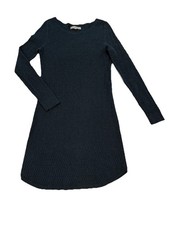 LOFT Dark Green Knit Long Sleeve Sweater Dress Cotton Blend Size L