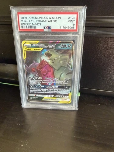 Pokemon PSA 9 Mega Sableye & Tyranitar GX 126/236 Unified Minds TAG TEAM Holo EN