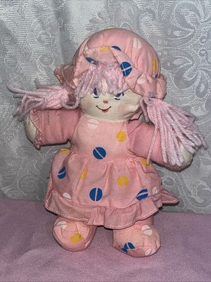 Vintage Soft Things Pink Yarn Hair Cloth Doll Ragdoll Rag Doll Plush Stuffed Toy
