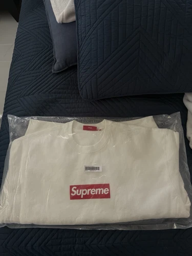 Logo Supreme Boîte Lavée Col Rond Blanc Taille L EN MAIN SS25 ✅