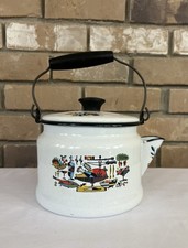Vintage Mid Century Enamel Tea Kettle Turkey ...