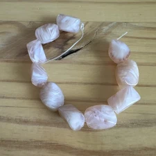 10  PINK & WHITE  FREE FORM  LAMPWORK Glass Beads 16mm Jewelry making DIY