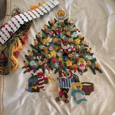 Vintage Hand Crafted Sunset Stitchery Hanging Christmas Tree Fantasy" 1978