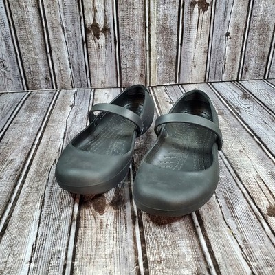 Crocs Women's Alice Black Mary Jane Ballet Work Shoe Flat Comfort Clog Size 6