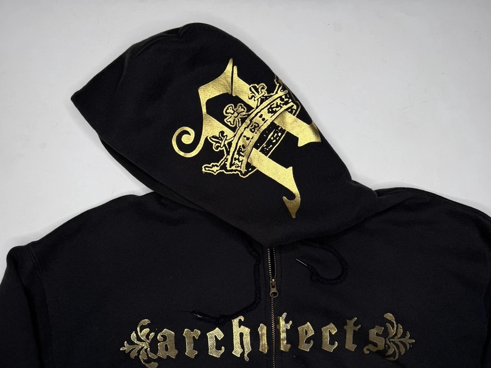 Sudadera con Capucha Vintage Architects Corona Hueca Y2K Cremallera Completa Metal Mathcore XL Foto 3 de 4